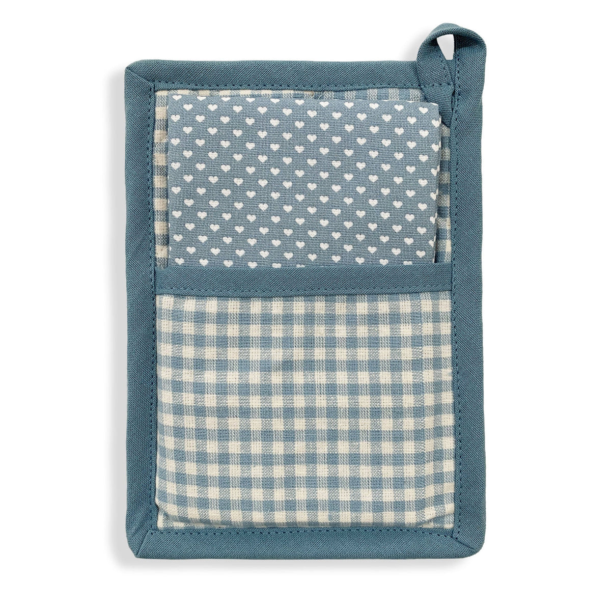 Nuvole di Stoffa Tea Towel and Pot Holder Set, Vichy Hearts Tati Gift Idea 5984