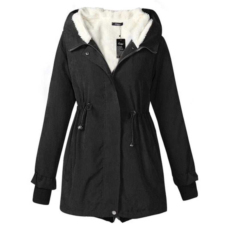 Cappotto invernale con cappuccio in cotone spesso caldo Giacca femminile Moda vintage lungo cappotto imbottito Street Outwear