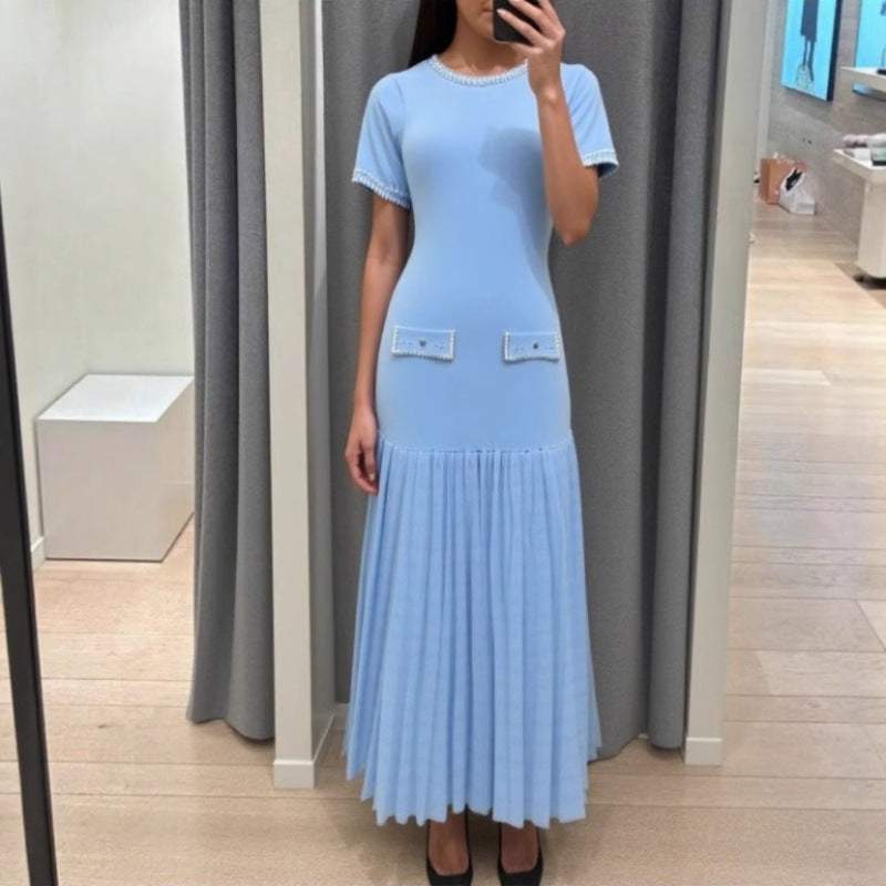 Abito lungo elegante per donna con perline