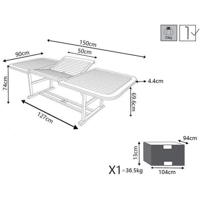 Tisch Double rechteckig ausziehbar aus Akazienholz, 150/200x90 cm