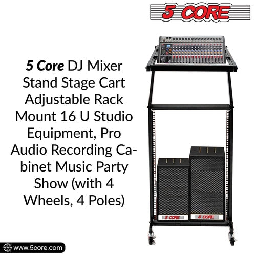 Supporto rack DJ 5Core 16U regolabile con ruote