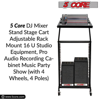 Supporto rack DJ 5Core 16U regolabile con ruote