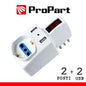 Adattatore 2pos bipasso/schuko +USB spina10A salvasp. + int.