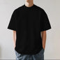 T‑Shirt Oversize in Cotone Plus Size da Uomo – Bianco, Stile Retro a Tinta Unita. Maglietta a Maniche Corte, Moda Uomo/Donna, Taglie Grandi