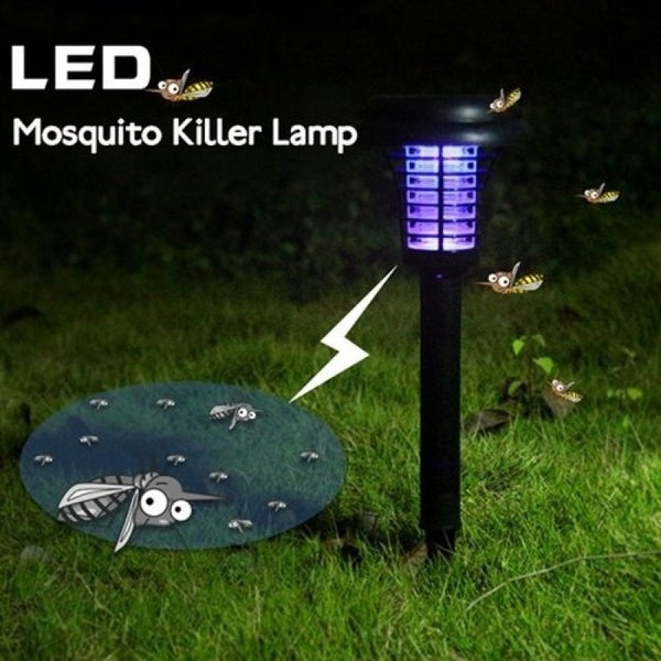 Lampada Led Solare Esterno Trappola Per Zanzare Zanzariera Elettrica A Picchetto