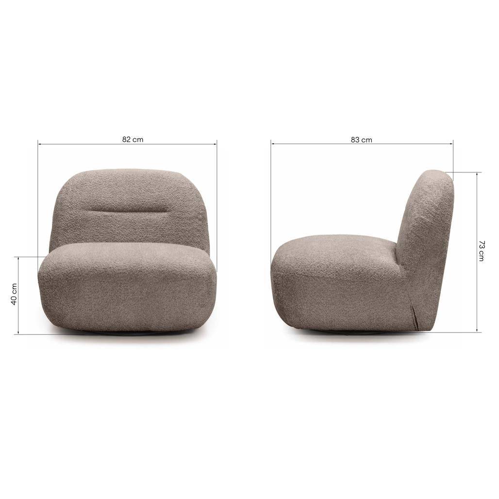 Sessel BOCHIC Drehsockel, Braun-Grau