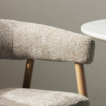 Gepolsterter Stuhl MUE, Beige/Eiche