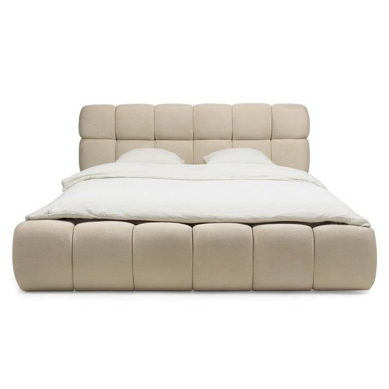 Letto NEXTO imbottito 160x200 cm, beige chiaro con contenitore