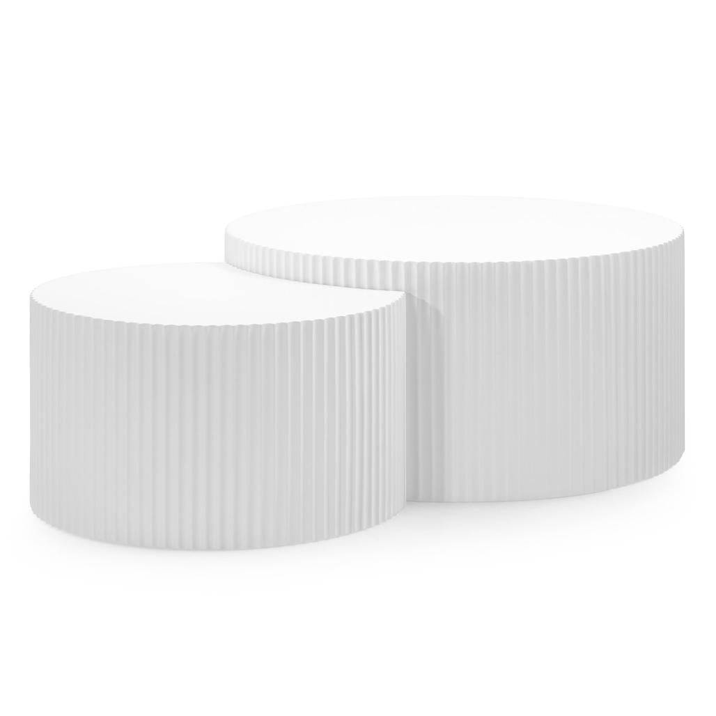 Set tavolini da caffè ZOE rigato bianco