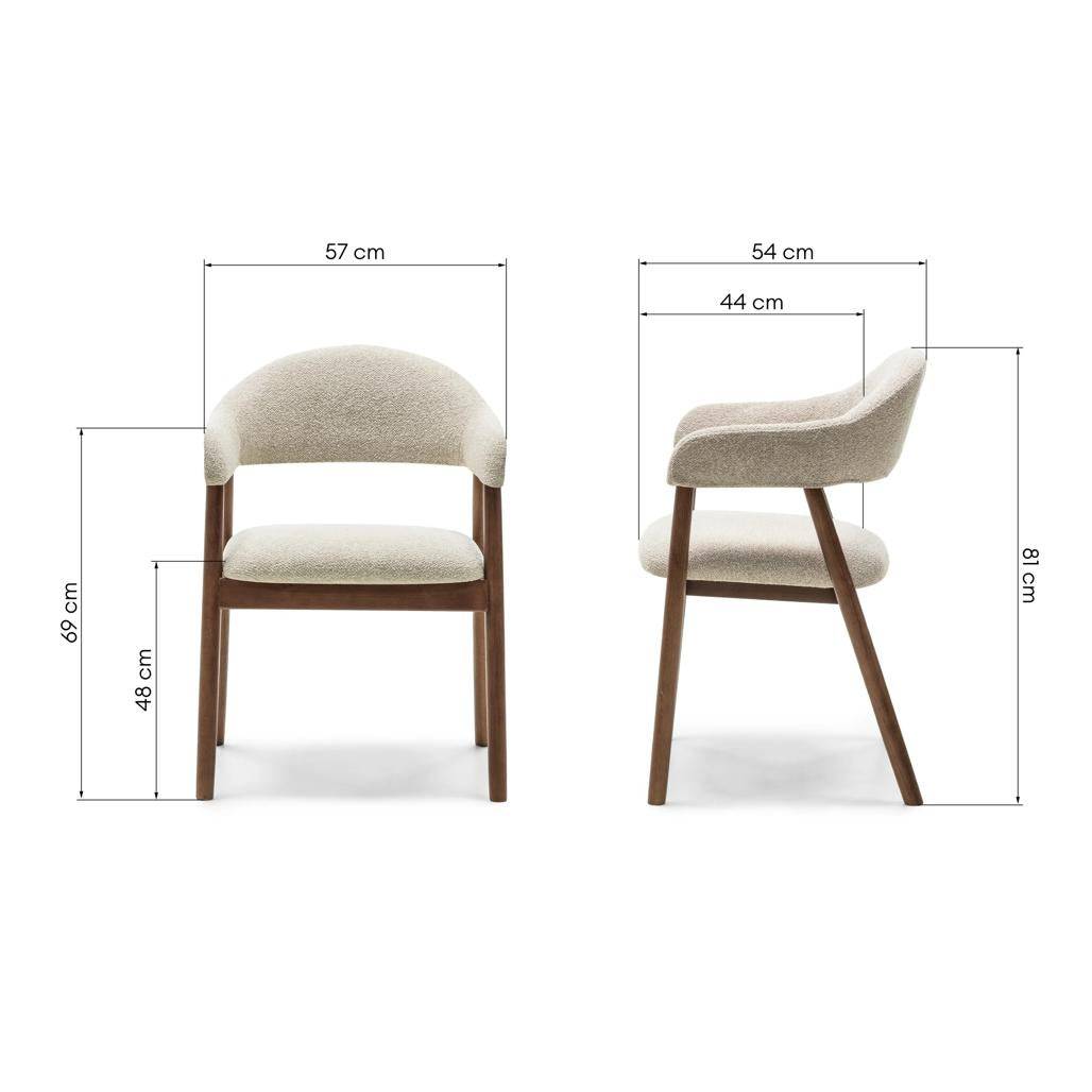 Polsterstuhl LARIS Beige Bouclé/Nussbaum