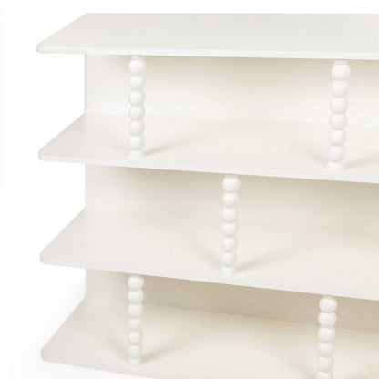 Scaffale basso PERLEN bianco, supporti a sfera