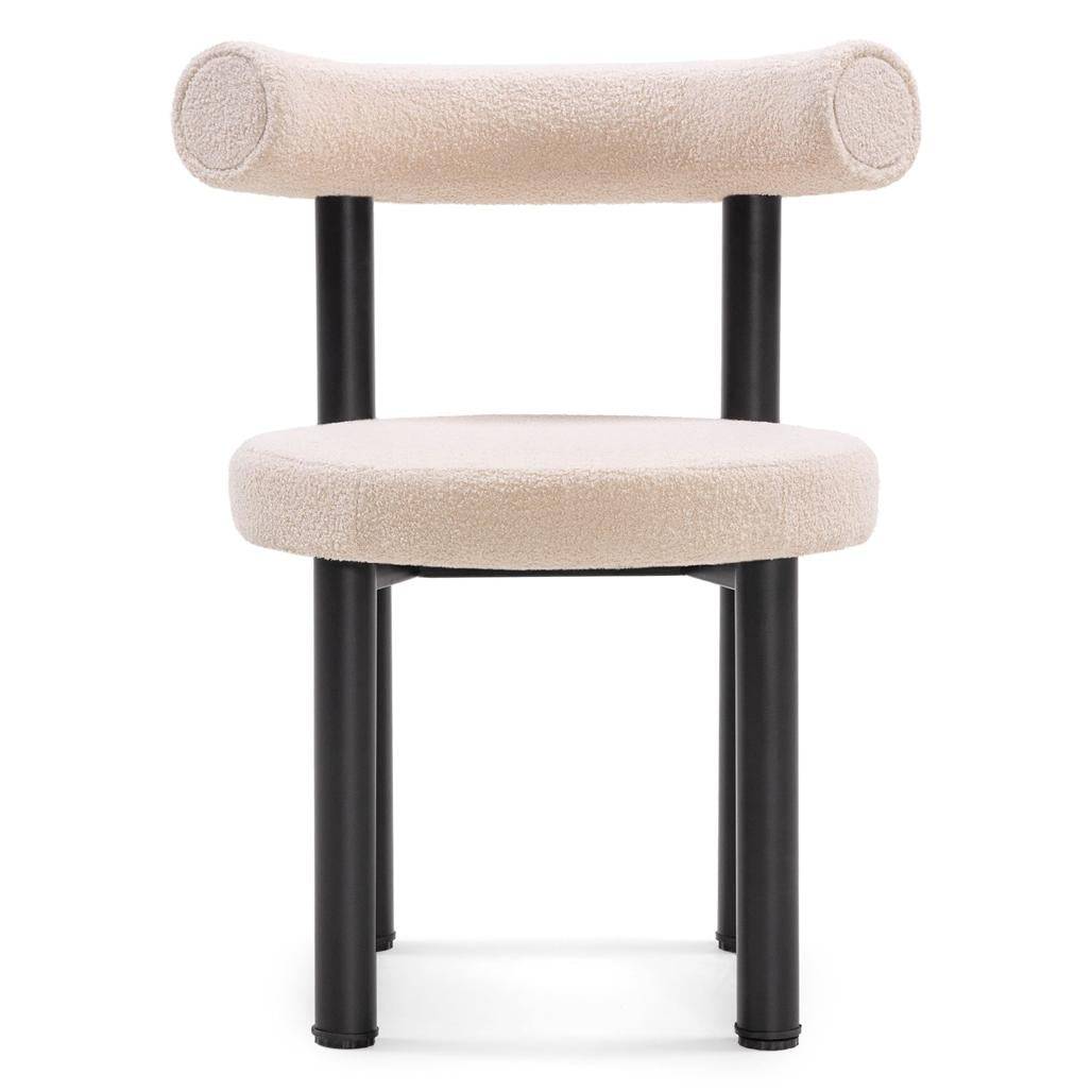 Esszimmerstuhl PERER, Beige Bouclé/Schwarze Beine