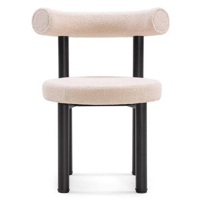 Esszimmerstuhl PERER, Beige Bouclé/Schwarze Beine