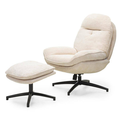 Drehbarer Sessel MERANO beige mit Hocker