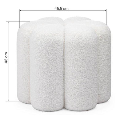 Pouf FLORI bezogen mit weißem Bouclé