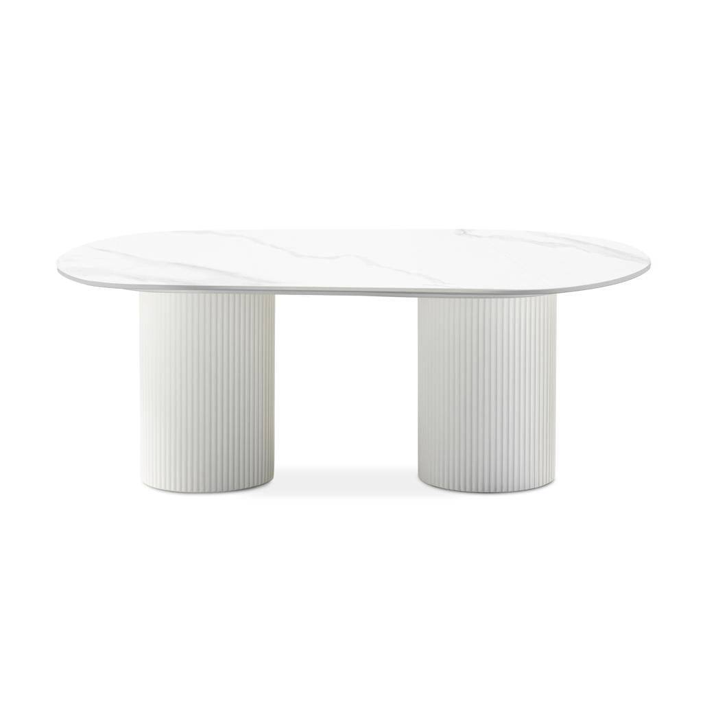 Tavolino da caffè 120 cm MARBELLA ovale effetto marmo