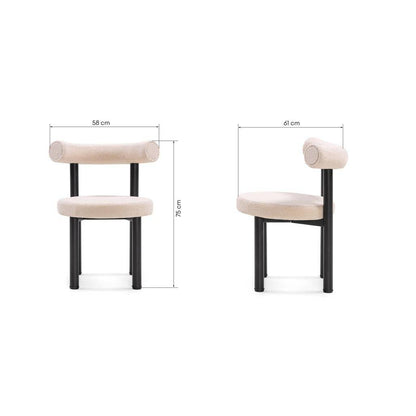 Esszimmerstuhl PERER, Beige Bouclé/Schwarze Beine