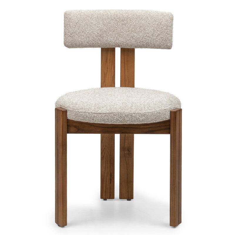 Stuhl MARTIN Beige-Creme Nussbaum-Beine