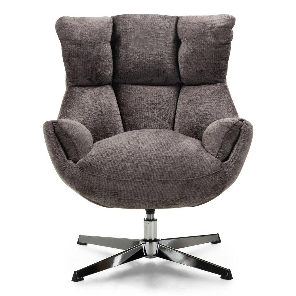 Drehbarer Sessel LUPIN, Taubengrau/verchromte Beine