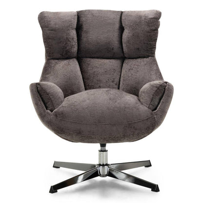 Drehbarer Sessel LUPIN, Taubengrau/verchromte Beine