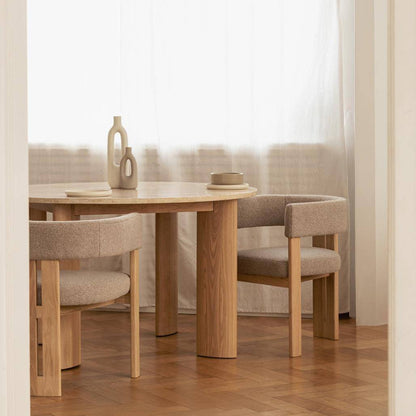 Sedia da Pranzo HARRIS, Legno, Crema Boucle