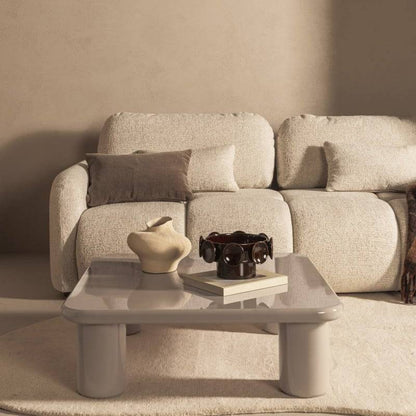 Tavolino MURIEN 90 cm, beige scuro, lucido