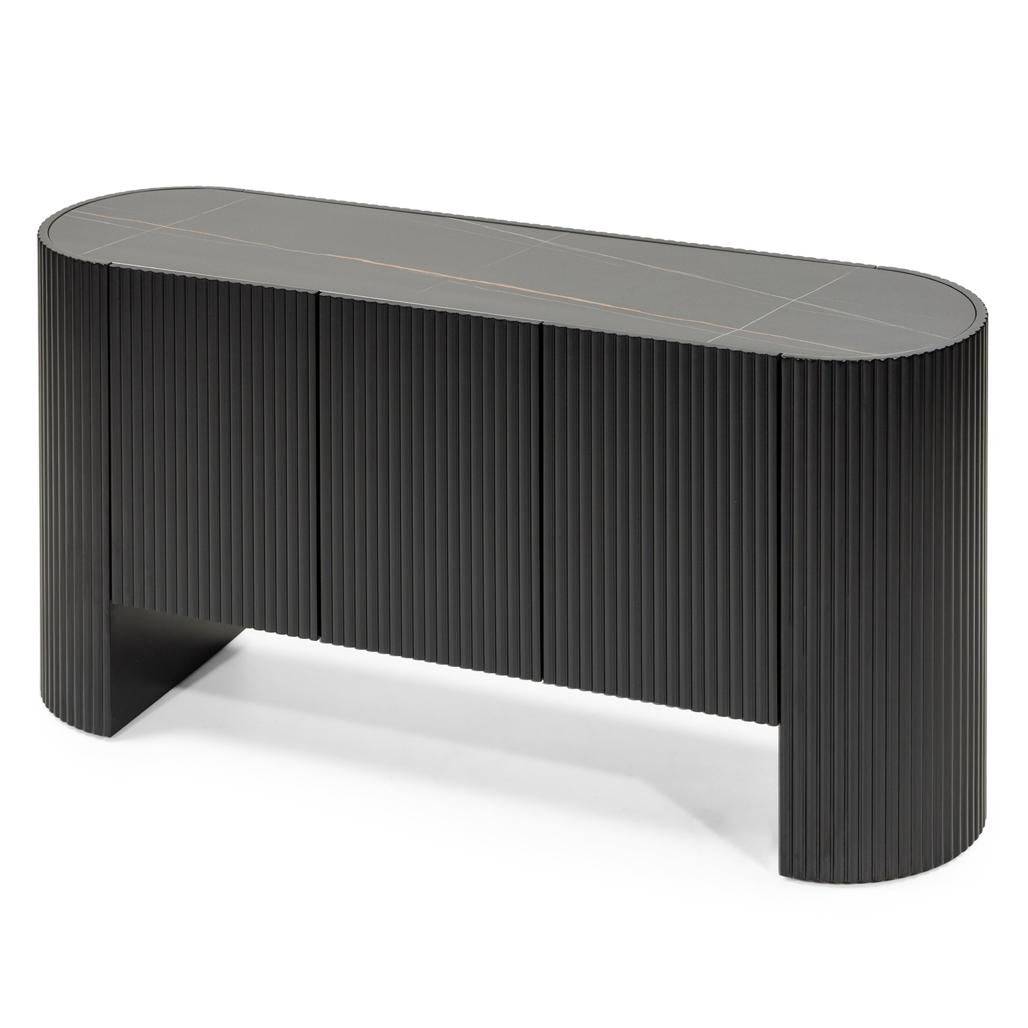 Kommode NOIR schwarz mit gerillter Oberfläche