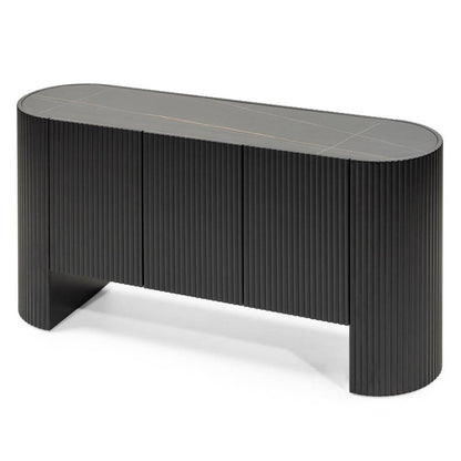Kommode NOIR schwarz mit gerillter Oberfläche