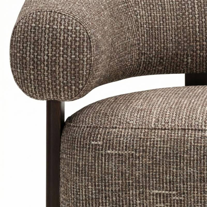 Poltrona lounge MARBELLO, forme arrotondate, marrone-crema/noce