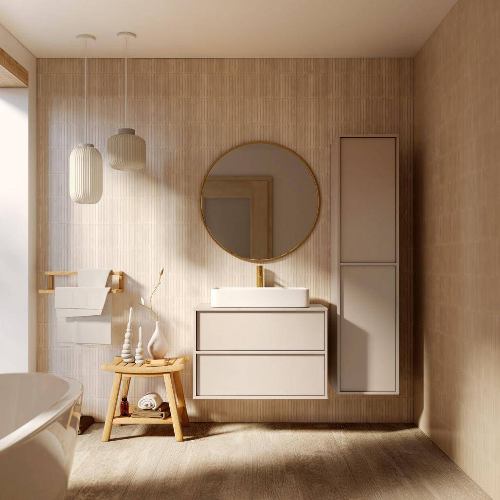 Mobile bagno PLANCK, colonna, cashmere