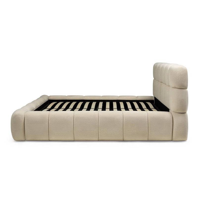 Letto NEXTO imbottito 160x200 cm, beige chiaro con contenitore