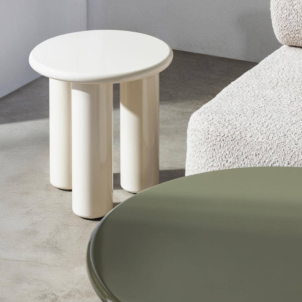 Tavolino laterale LOLA 40 cm, crema, lucido