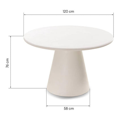 Tavolo da pranzo ADEL 120 cm rotondo, ecru microcemento