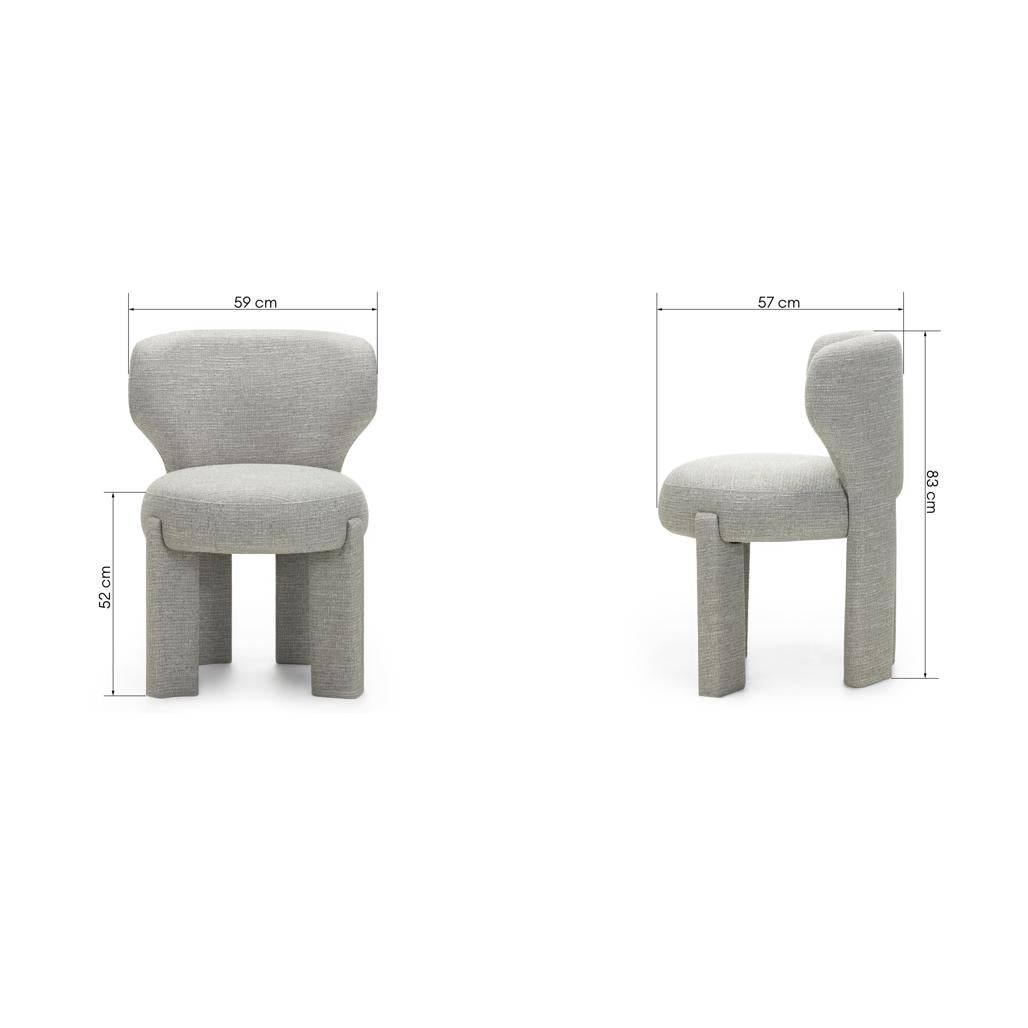 Sedia imbottita MALI beige-grigio, forme arrotondate