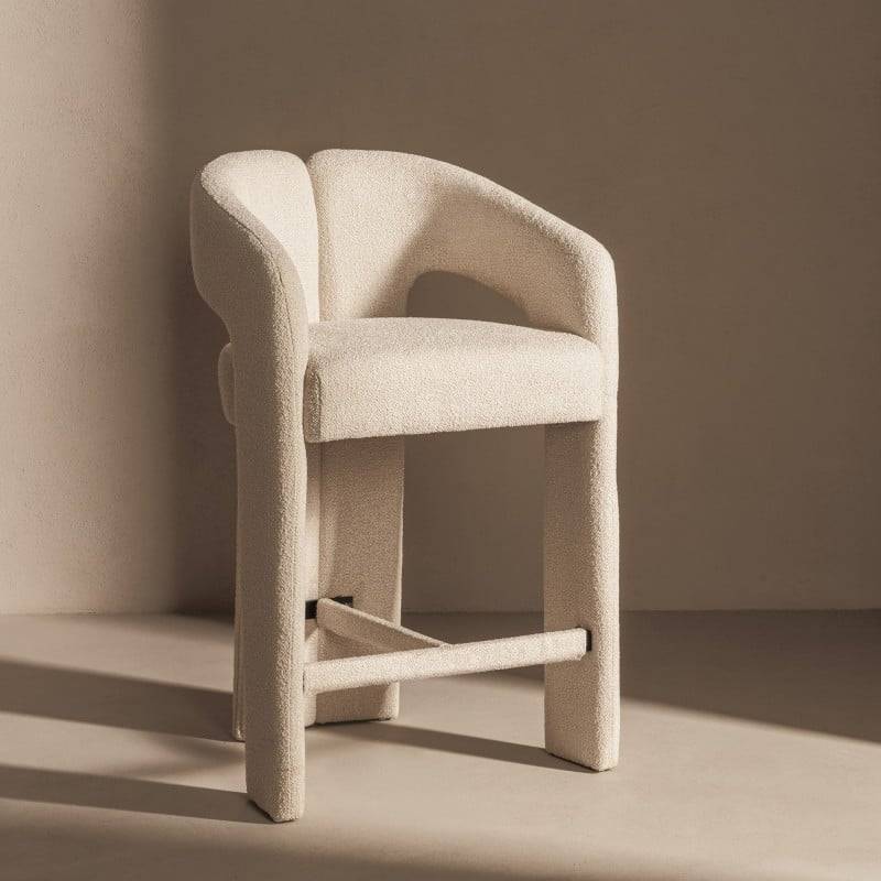 JOEL Sgabello rivestito beige