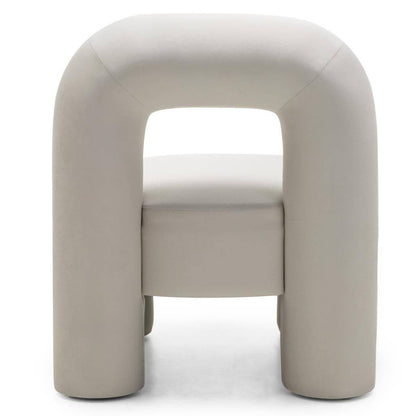 Poltrona LUCCA, velluto crema, forme arrotondate