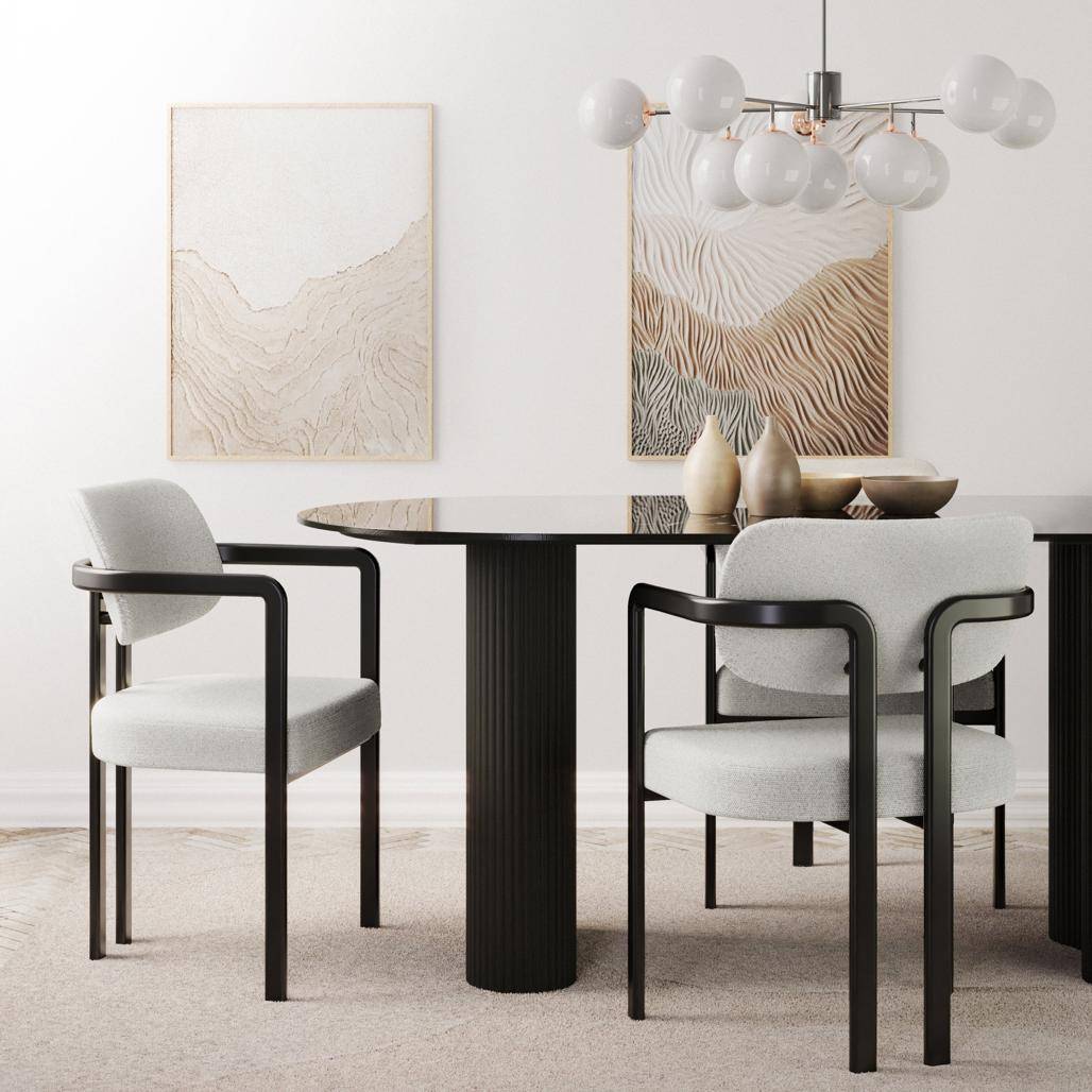 Polsterstuhl FLAIRE, Grau-Beige und Schwarz