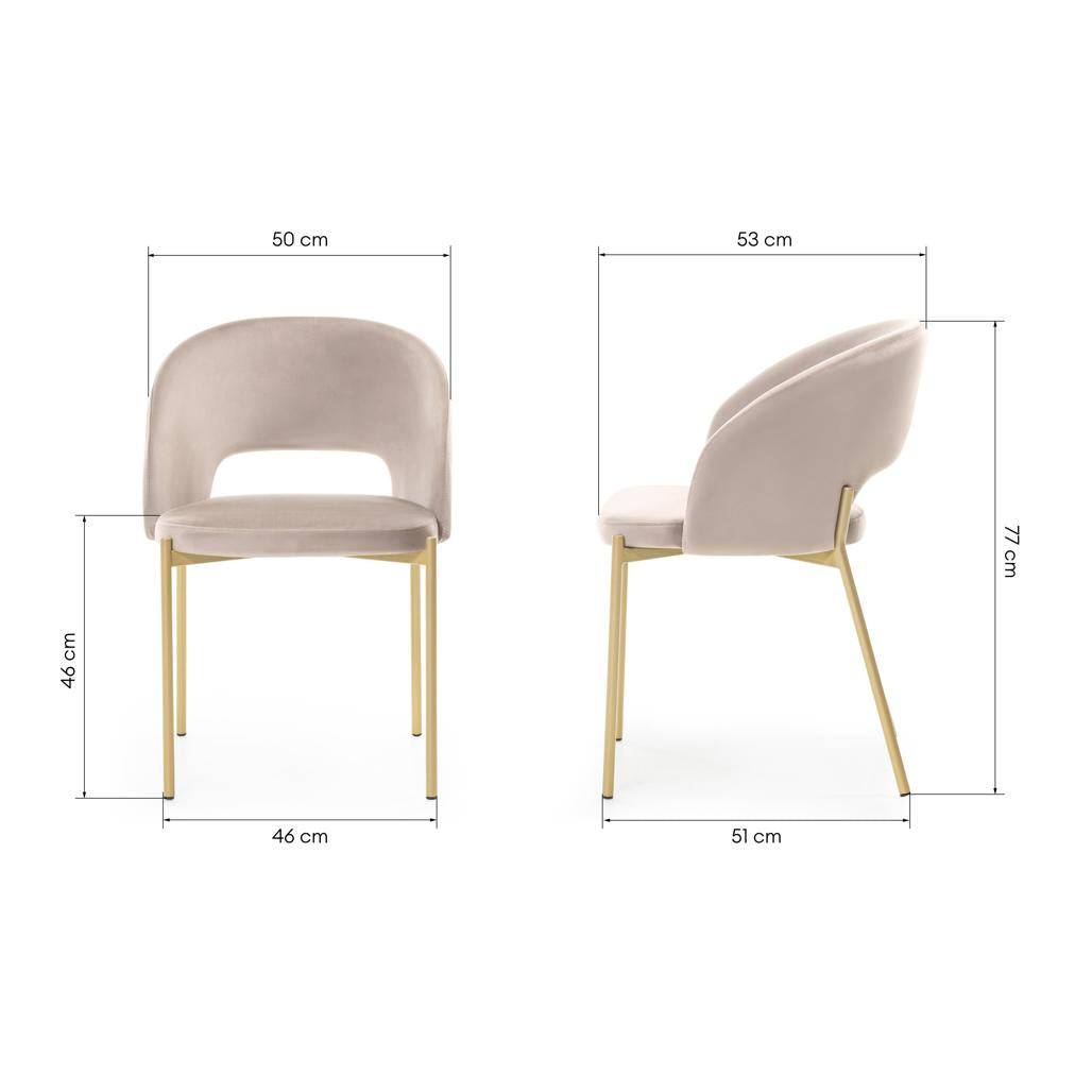 Sedia MORES beige con gambe oro