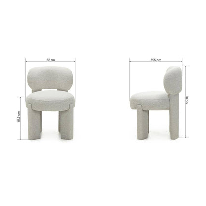 Sedia imbottita SAMMA, beige e grigio, bouclé