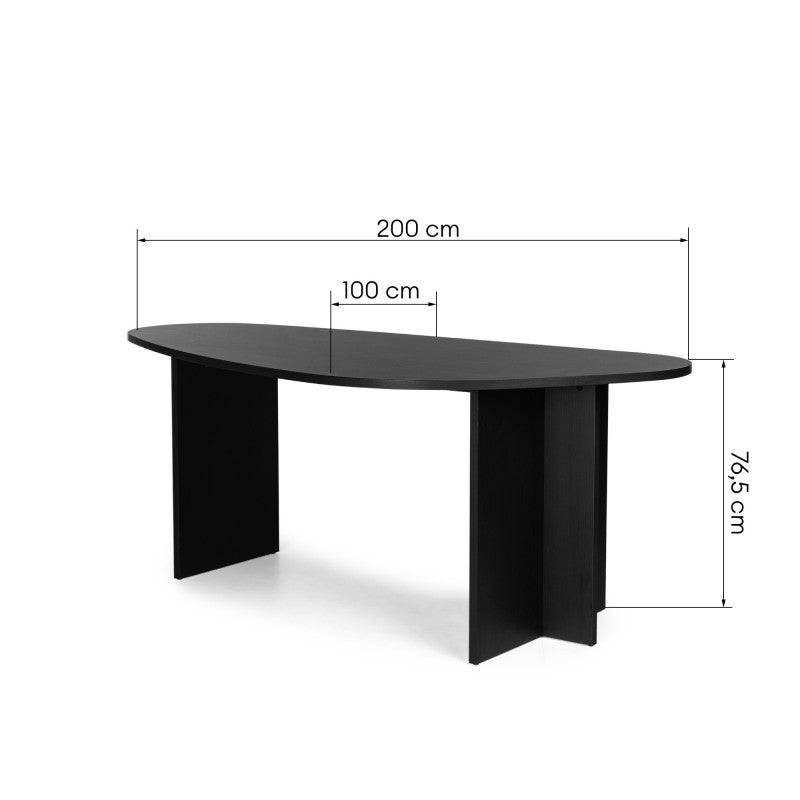 Tisch ZEV 200 cm unregelmäßige Platte, schwarz Holzgestell