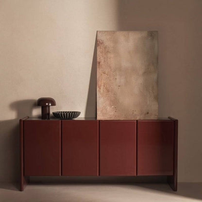 LARIQ Kommode vier Türen bordeaux/Marmor braun