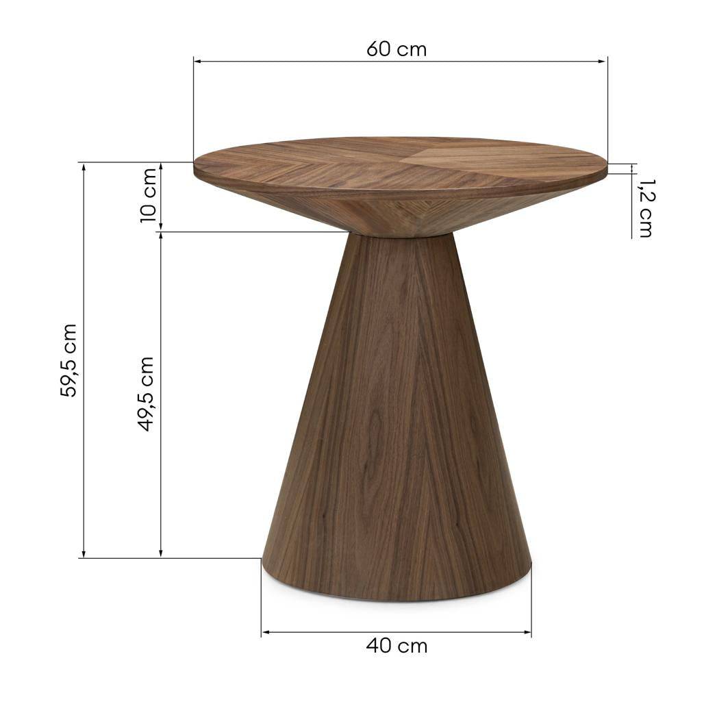 Tavolino laterale rotondo OREZ, noce