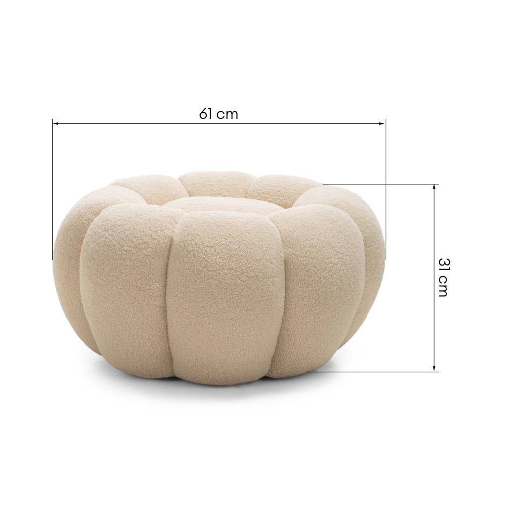 Pouf PERLE, beige, bouclé