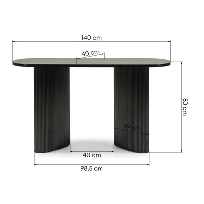 Scrivania/Console 140 cm ALREQUIN, nero, con listelli