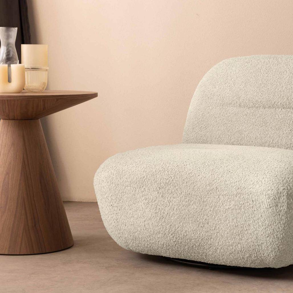 Poltrona lounge BOCHIC con base girevole, crema