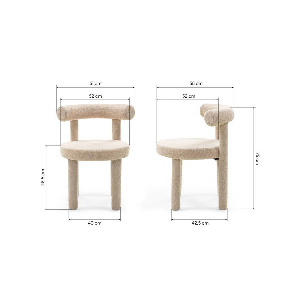 Sedia da Pranzo PERER II, Beige Bouclé