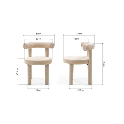 Sedia da Pranzo PERER II, Beige Bouclé