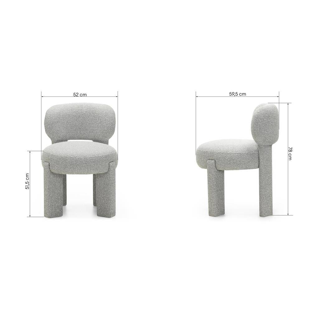 Sedia imbottita SAMMA, grigio, bouclé, forme arrotondate