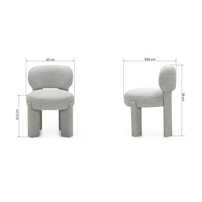 Sedia imbottita SAMMA, grigio, bouclé, forme arrotondate