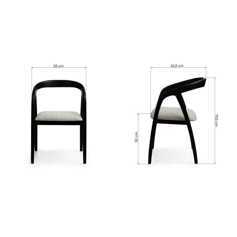 Sedia ONDE, nero/beige chiaro, teak